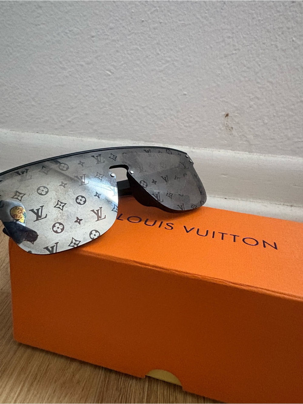 Louis Vuitton Silver Mirror Monogram Shield Sunglasses